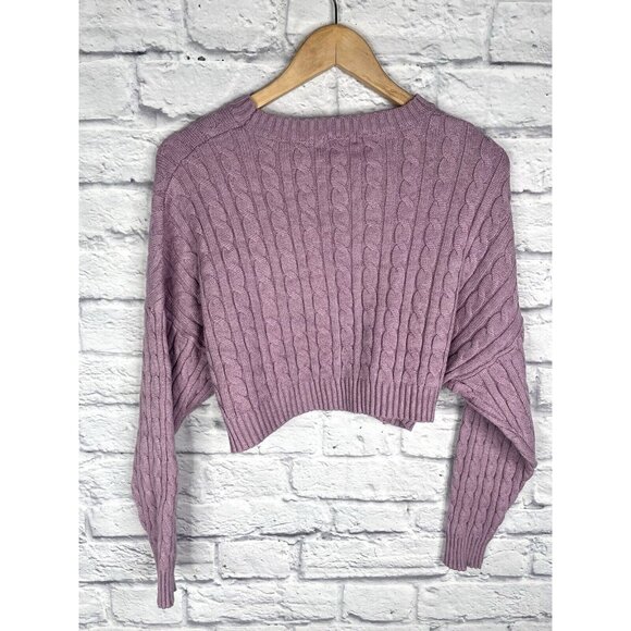 ALTAR'D STATE Women's Lilac Cable Knit Crop Sweater Small - Picture 5 of 5